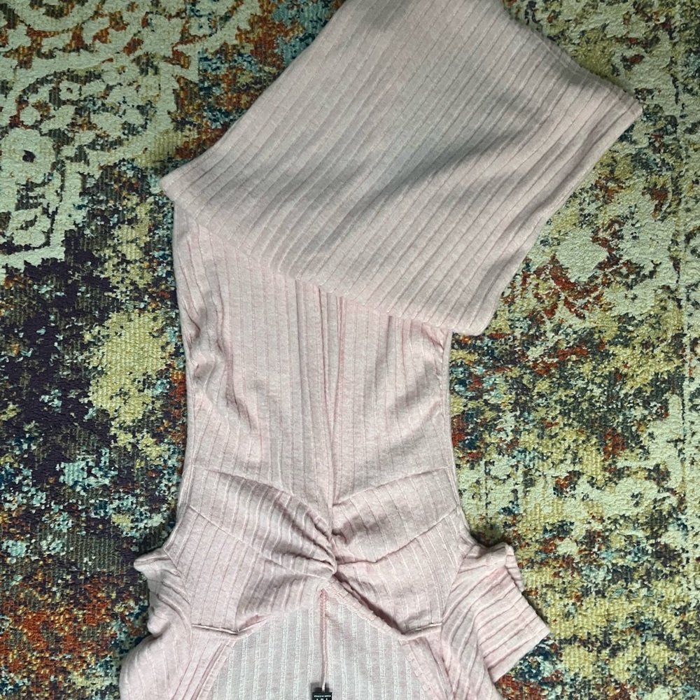 Pink Ribbed Knit Dress